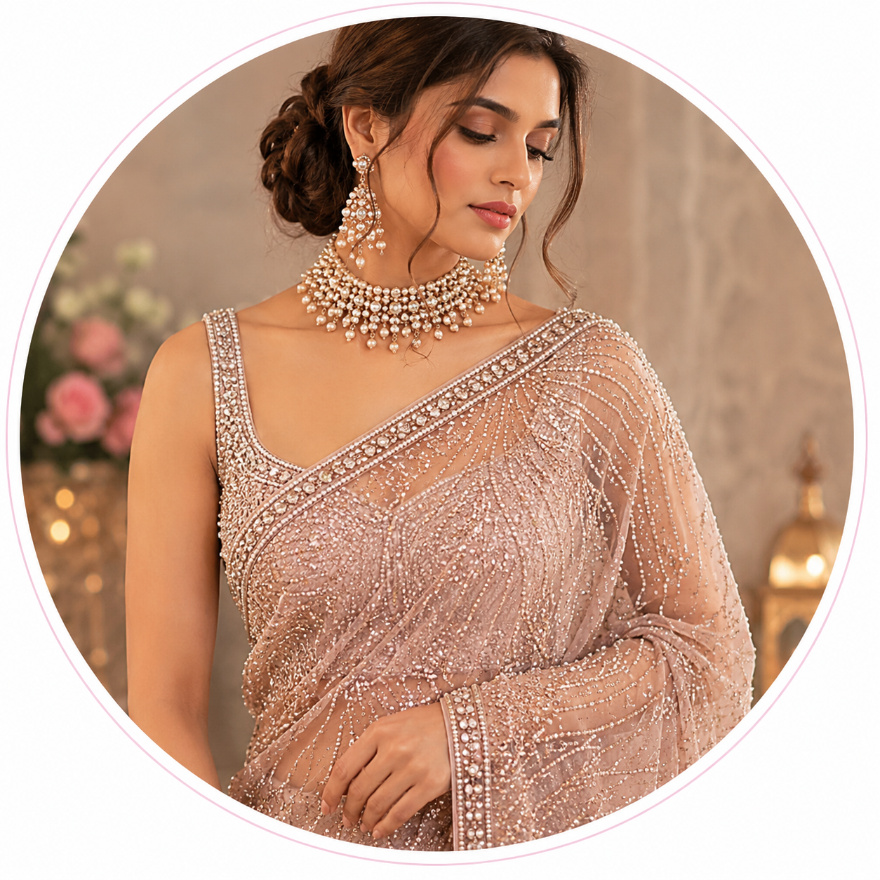 Beads Saree