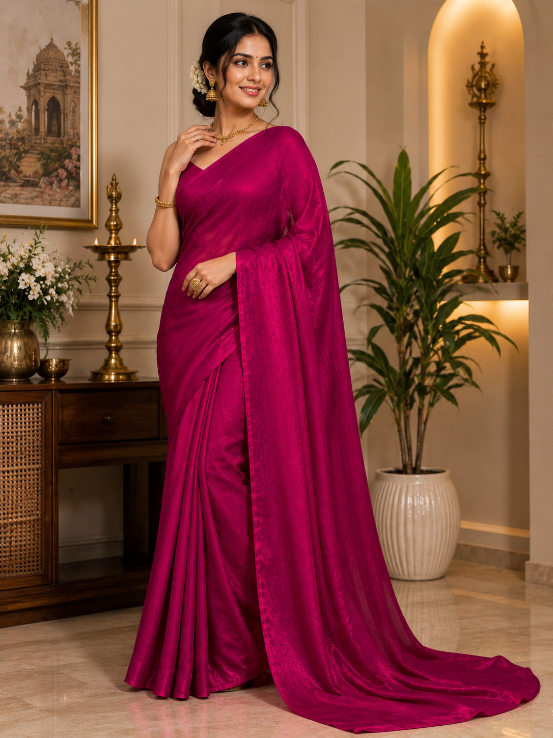 Women's Premium Magenta Woven Soft Silk Saree with Elegant Jacquard Design | Festive, Wedding & Party Wear Saree