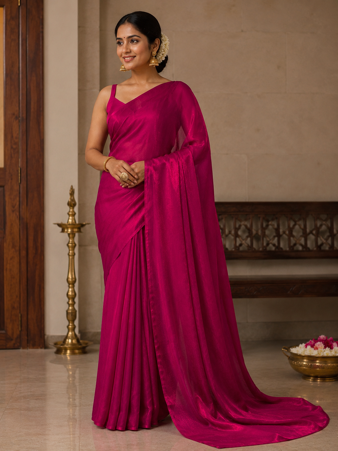 Women's Premium Magenta Woven Soft Silk Saree with Elegant Jacquard Design | Festive, Wedding & Party Wear Saree