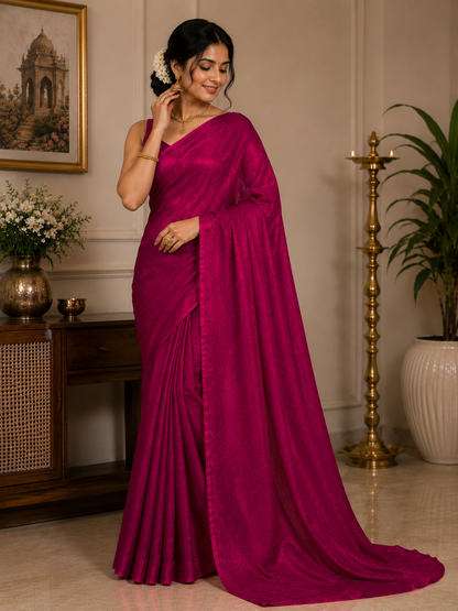 Women's Premium Magenta Woven Soft Silk Saree with Elegant Jacquard Design | Festive, Wedding & Party Wear Saree