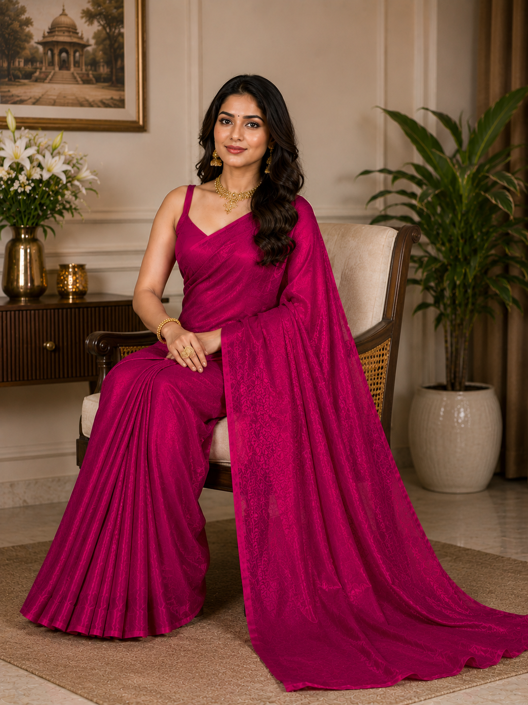 Women's Premium Magenta Woven Soft Silk Saree with Elegant Jacquard Design | Festive, Wedding & Party Wear Saree