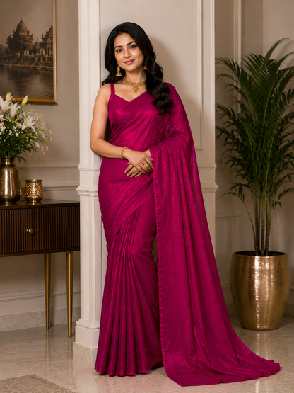 Women's Premium Magenta Woven Soft Silk Saree with Elegant Jacquard Design | Festive, Wedding & Party Wear Saree