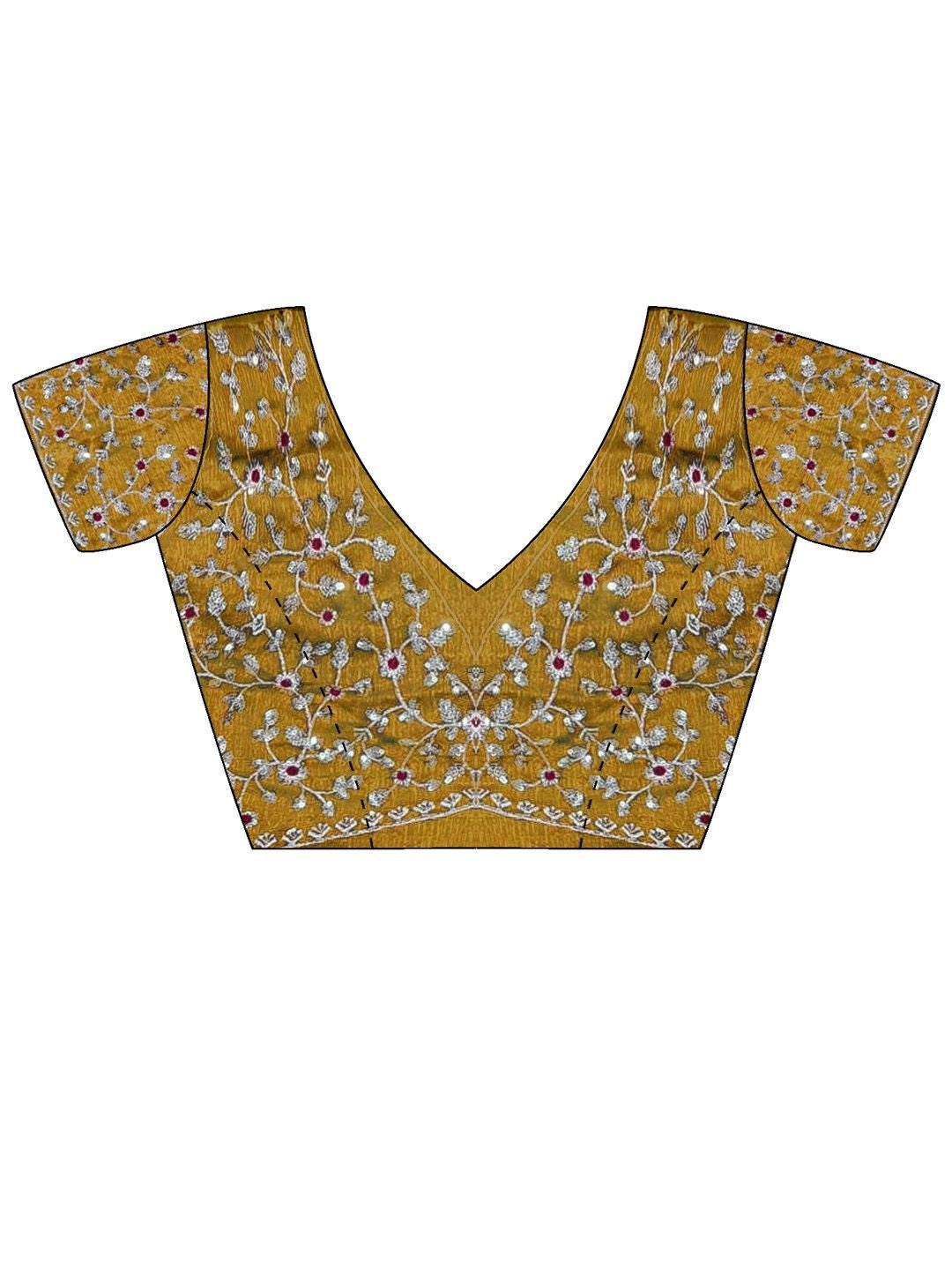 Mustard Yellow Embroidered Designer Saree with Floral Work Blouse